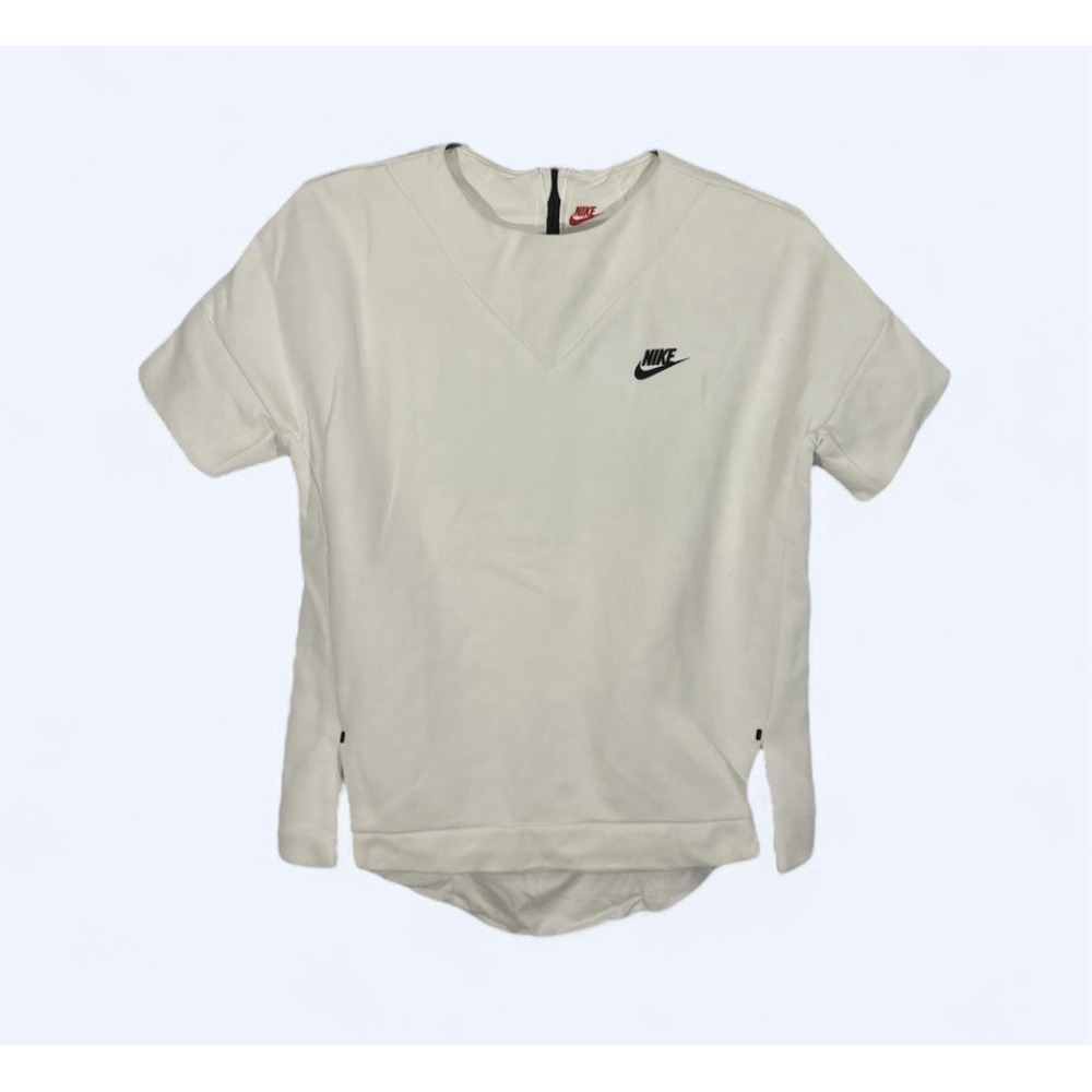 NIKE TECH‎ FLEECE SHIRT WOMENS SMALL SHORT SLEEVE WHITE